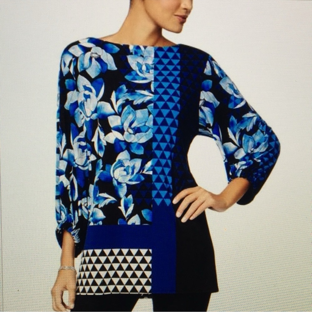 Alfani Blue Boatneck Tunic Top Size 2X
